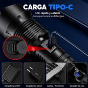 SHADOW BEAM PRO - LINTERNA RECARGABLE DE LARGO ALCANCE 3000MTS