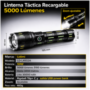SHADOW BEAM PRO - LINTERNA RECARGABLE DE LARGO ALCANCE 3000MTS